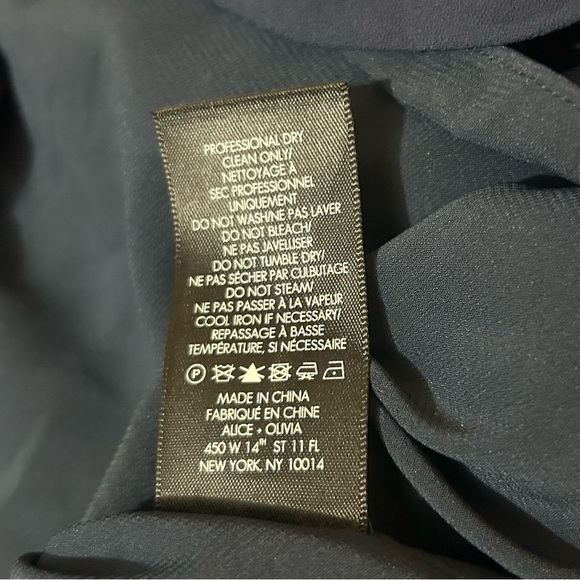 Alice  + Olivia Dress Kipp Navy Strappy Ruffle A-line Skater Preppy Party Mini - Picture 11 of 13